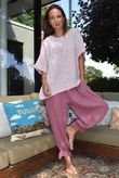 Below Deck Cheesecloth Stripe Tee Rose